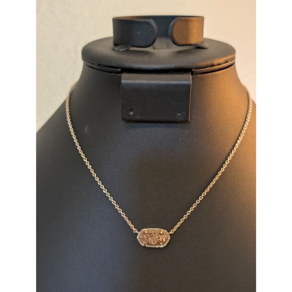 Kendra Scott Elisa Copper Druzy Rose Gold Tone 15"-17" Necklace - Picture 1 of 7